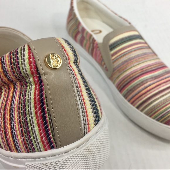 Sam Edelman 10 Striped Pink Slip On Sneakers Shoes - Picture 1 of 8